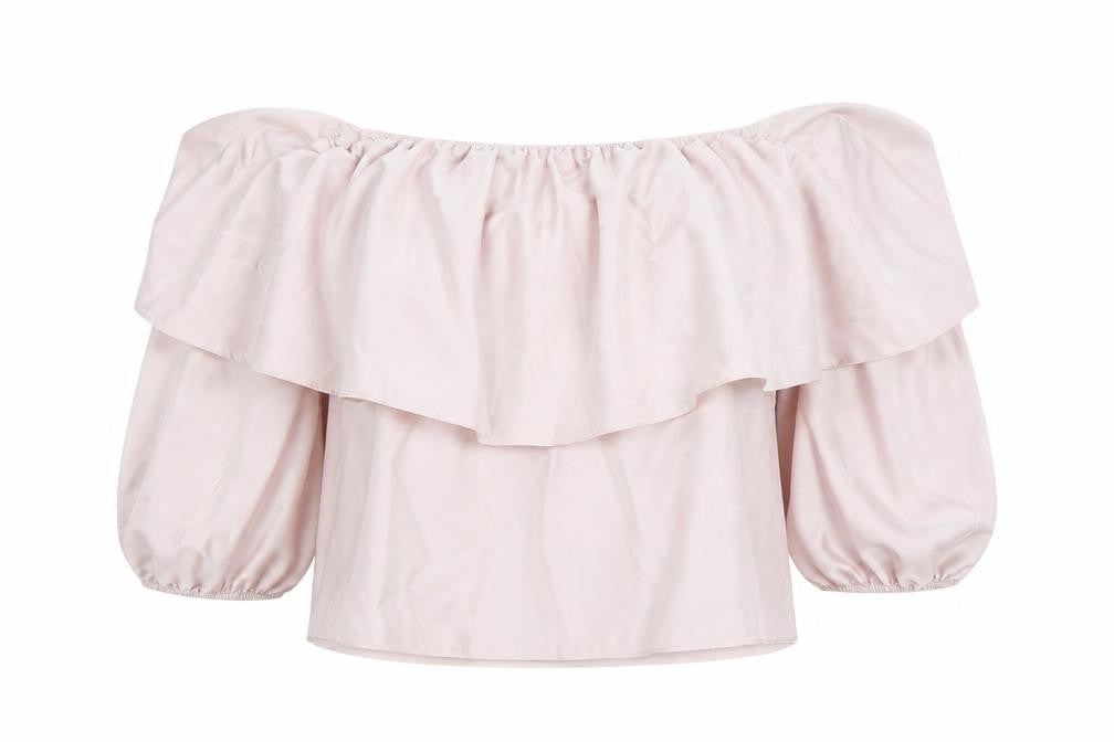 River Island Women’s Pink Off the Shoulder Ruffle Blouse Size 8