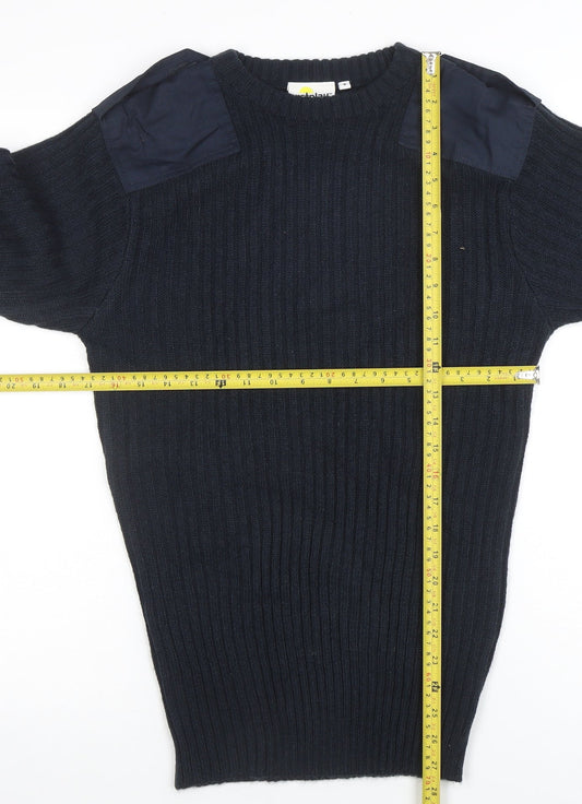 Weird Fish Men's Blue Ribbed Knit Pullover Jumper Size S