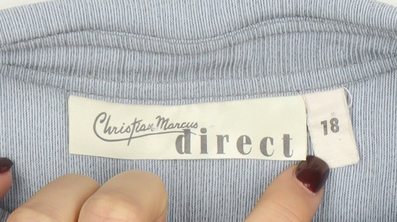 Christian Marcus Direct Womens Blue Button-Up Shirt Size 18 Short Sleeve