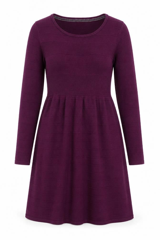 White Stuff Women Purple Size 10 Fit & Flare Knit Dress