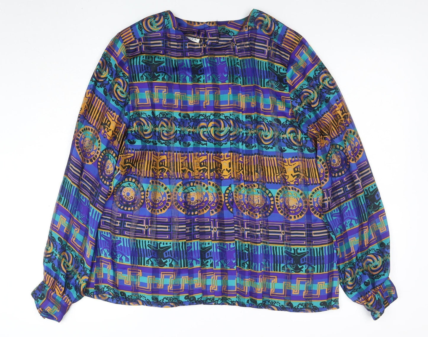 Nicola Women's Multicoloured Geometric Long Sleeve Tunic Blouse Size 16