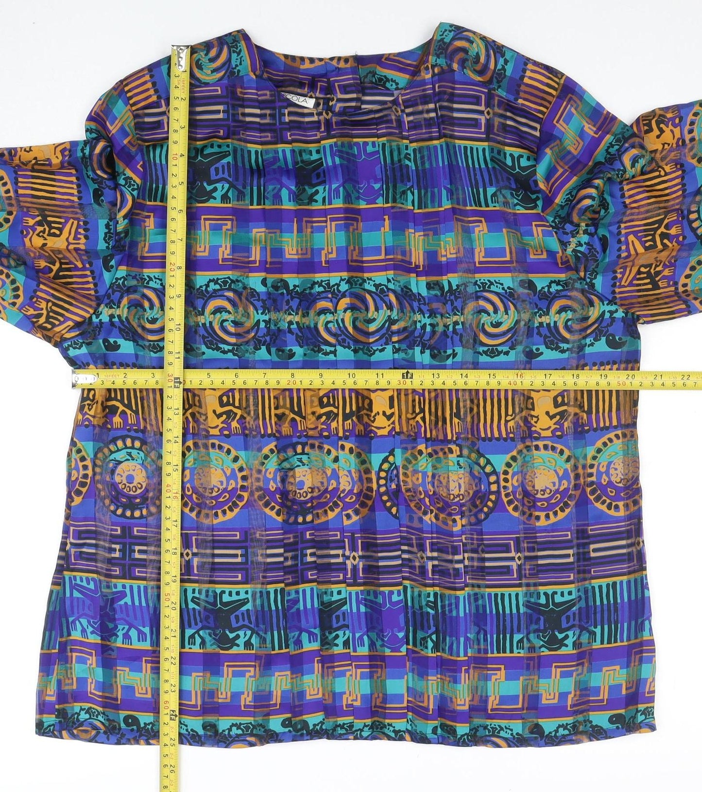 Nicola Women's Multicoloured Geometric Long Sleeve Tunic Blouse Size 16