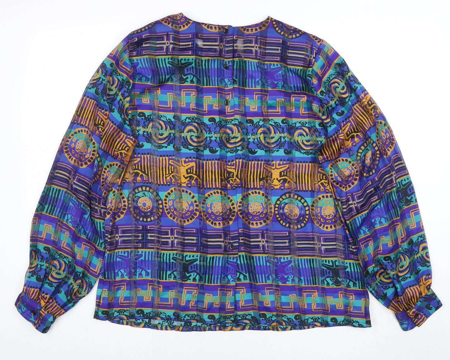 Nicola Women's Multicoloured Geometric Long Sleeve Tunic Blouse Size 16
