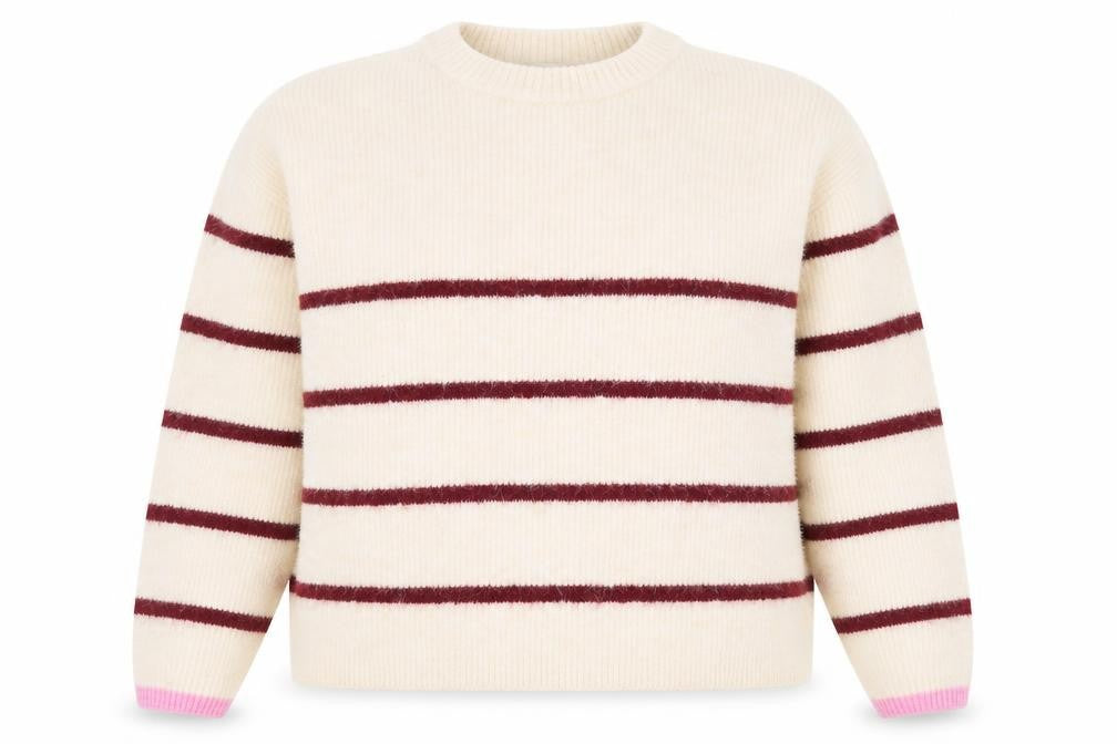 Marks and Spencer Women’s Ivory Striped Wool Blend Pullover Jumper L