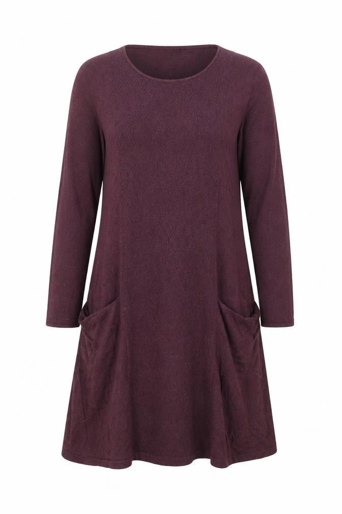 Seasalt Women Purple Size 8 A-Line Knit Cotton Wool Dress