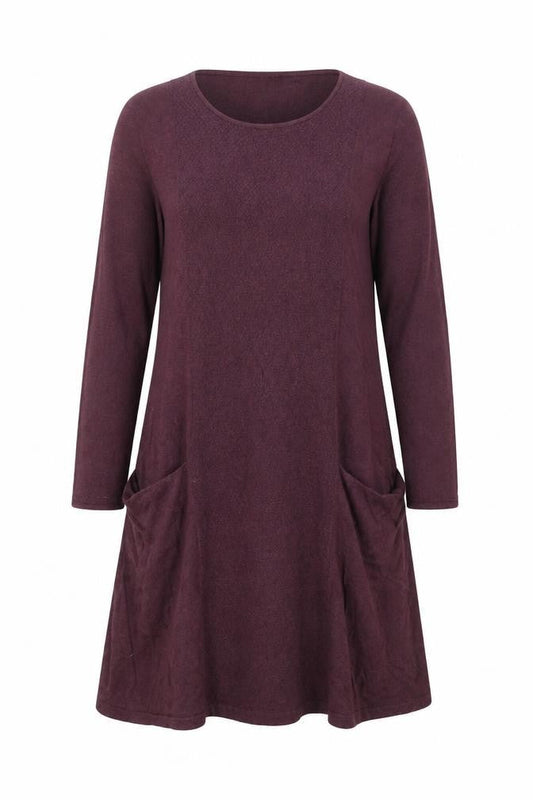 Seasalt Women Purple Size 8 A-Line Knit Cotton Wool Dress