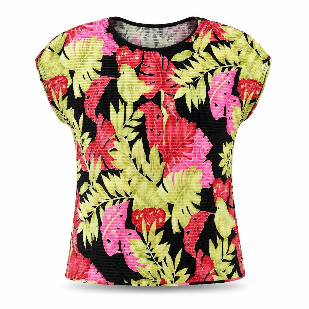 Brochure Women's Multicoloured Floral Tropical Polyester T-Shirt Size L