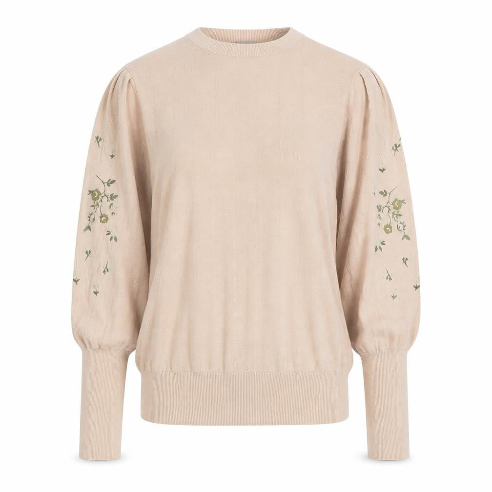 Rosie for Autograph Womens Beige Embroidered Puff Sleeve Jumper Size 18