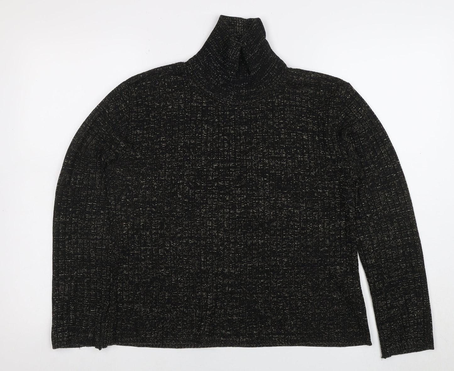 Select Women's Black Roll Neck Glitter Knit Jumper Size 16