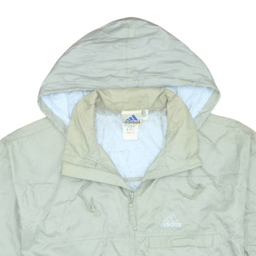 Adidas Men's Beige Windbreaker Jacket Size S Hooded Lightweight