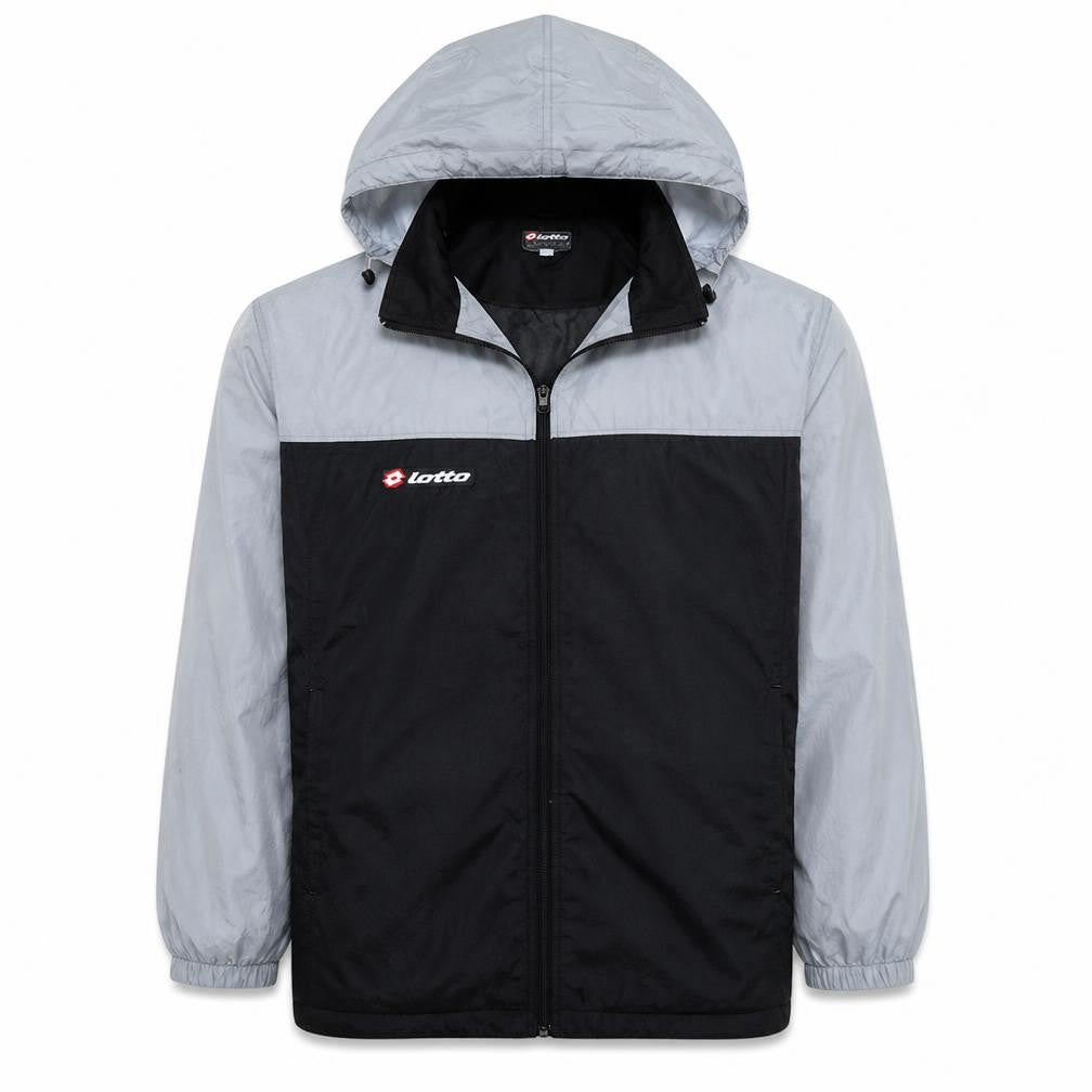 Lotto Men's Grey Black Windbreaker Jacket Hooded Size M