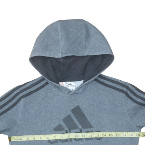 Adidas Boys Grey Pullover Hoodie 11-12 Years Logo Graphic Jumper