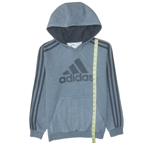 Adidas Boys Grey Pullover Hoodie 11-12 Years Logo Graphic Jumper
