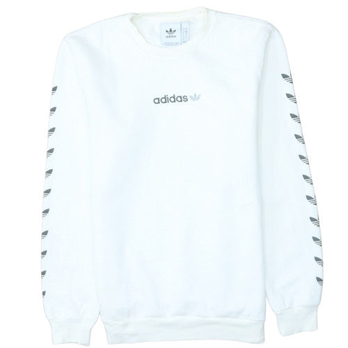 Adidas Women White Crew Neck Pullover Sweatshirt Size M