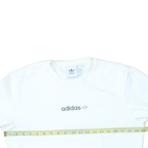 Adidas Women White Crew Neck Pullover Sweatshirt Size M
