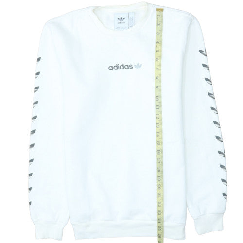 Adidas Women White Crew Neck Pullover Sweatshirt Size M