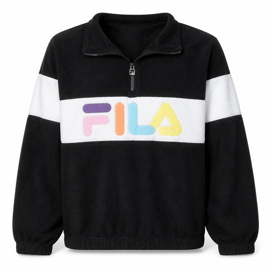 Fila Womens Black 1/4 Zip Pullover Sweatshirt Size S