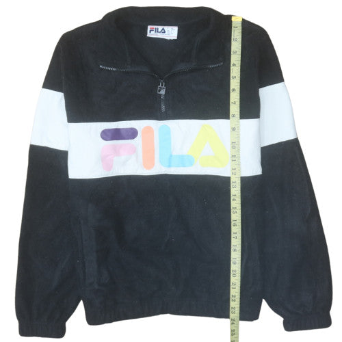 Fila Womens Black 1/4 Zip Pullover Sweatshirt Size S