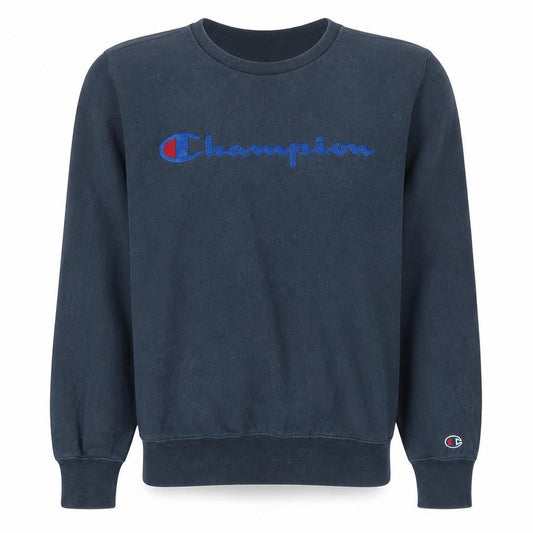 Champion Mens Navy Blue Crew Neck Cotton Sweatshirt Small Classic Logo