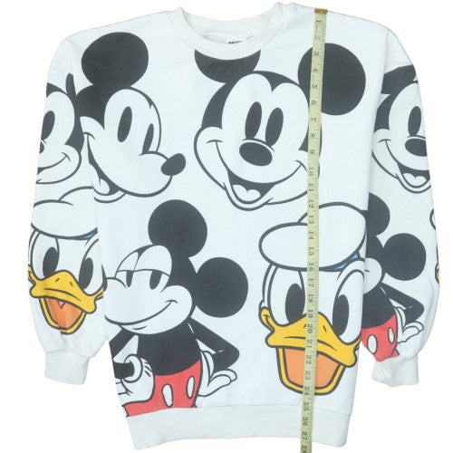 George Mickey & Friends White Sweatshirt XS Women's Crew Neck Pullover