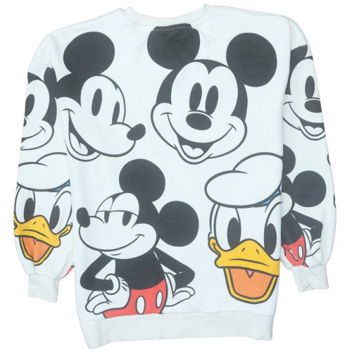 George Mickey & Friends White Sweatshirt XS Women's Crew Neck Pullover