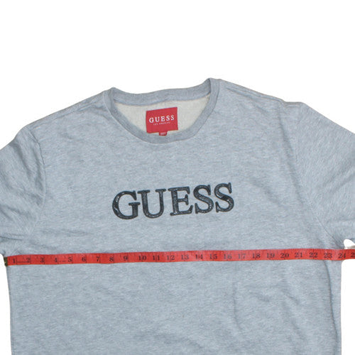 Guess Mens Grey 2XL Crew Neck Logo Pullover Sweatshirt