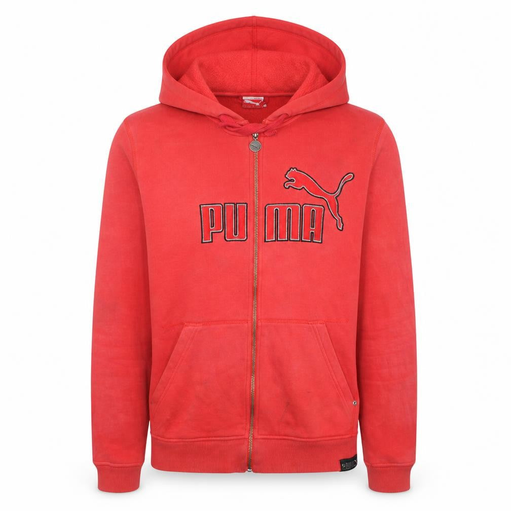 Puma Men Red Full Zip Hoodie S Fleece Regular Sportswear