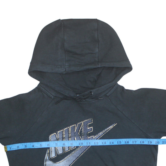 Nike Womens Black XS Pullover Hoodie with Logo Print