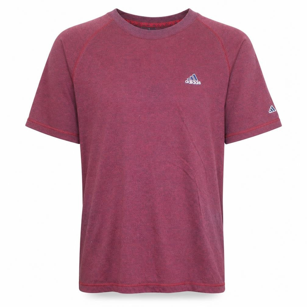 Adidas Men's Red Crew Neck Short Sleeve Cotton Blend T-Shirt Size L