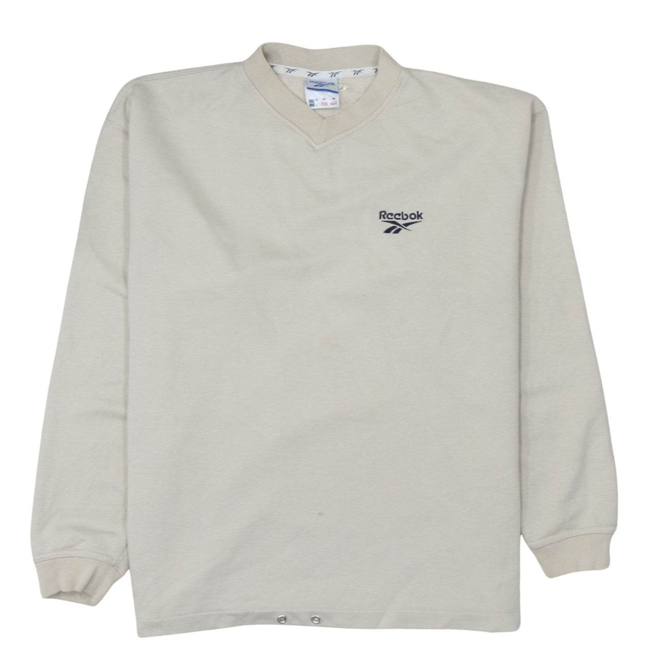 Reebok Mens Beige Logo Pullover Sweatshirt Size M Vintage