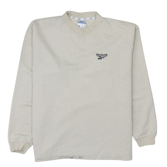 Reebok Mens Beige Logo Pullover Sweatshirt Size M Vintage