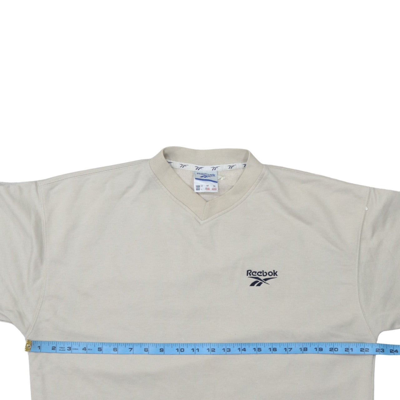 Reebok Mens Beige Logo Pullover Sweatshirt Size M Vintage