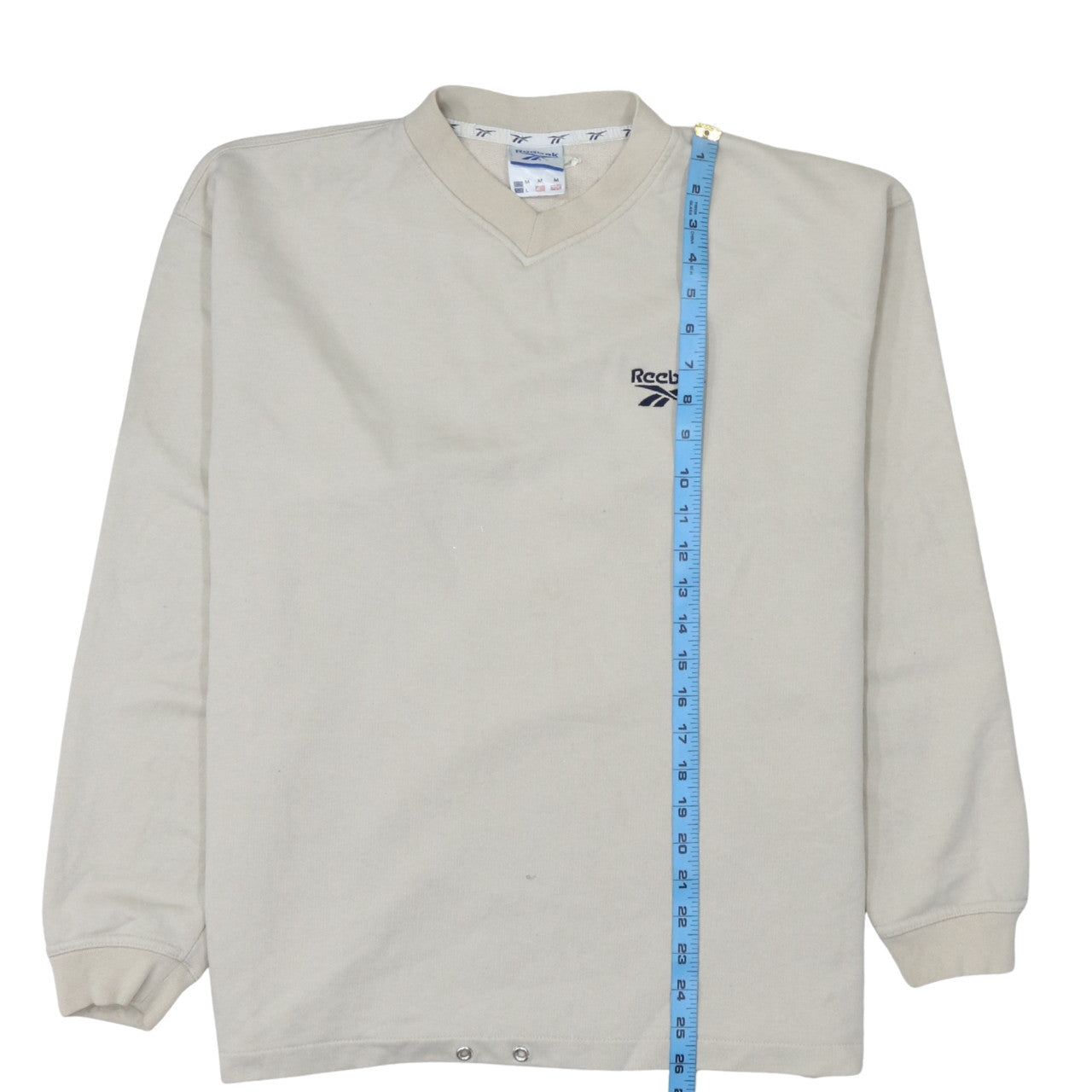 Reebok Mens Beige Logo Pullover Sweatshirt Size M Vintage