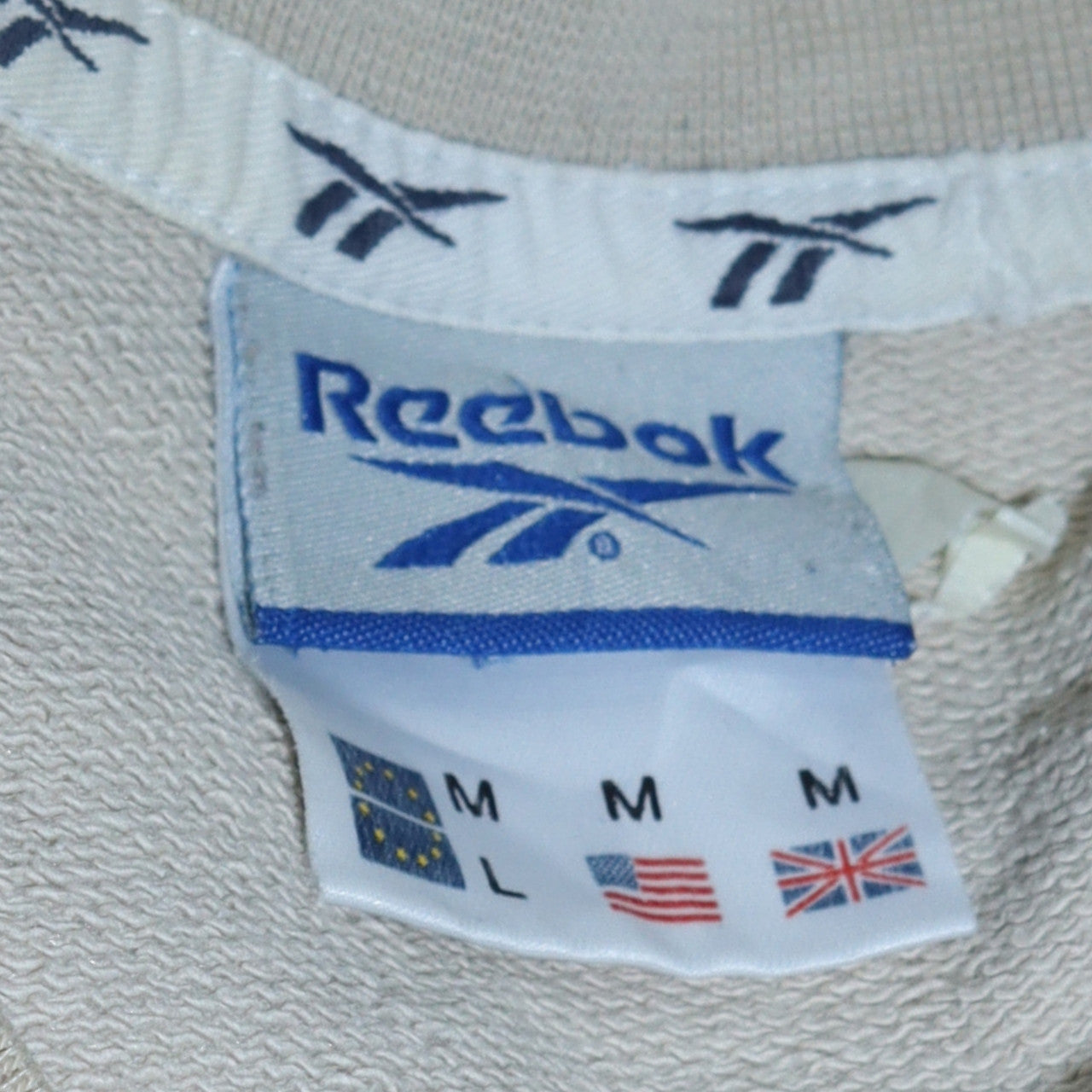 Reebok Mens Beige Logo Pullover Sweatshirt Size M Vintage