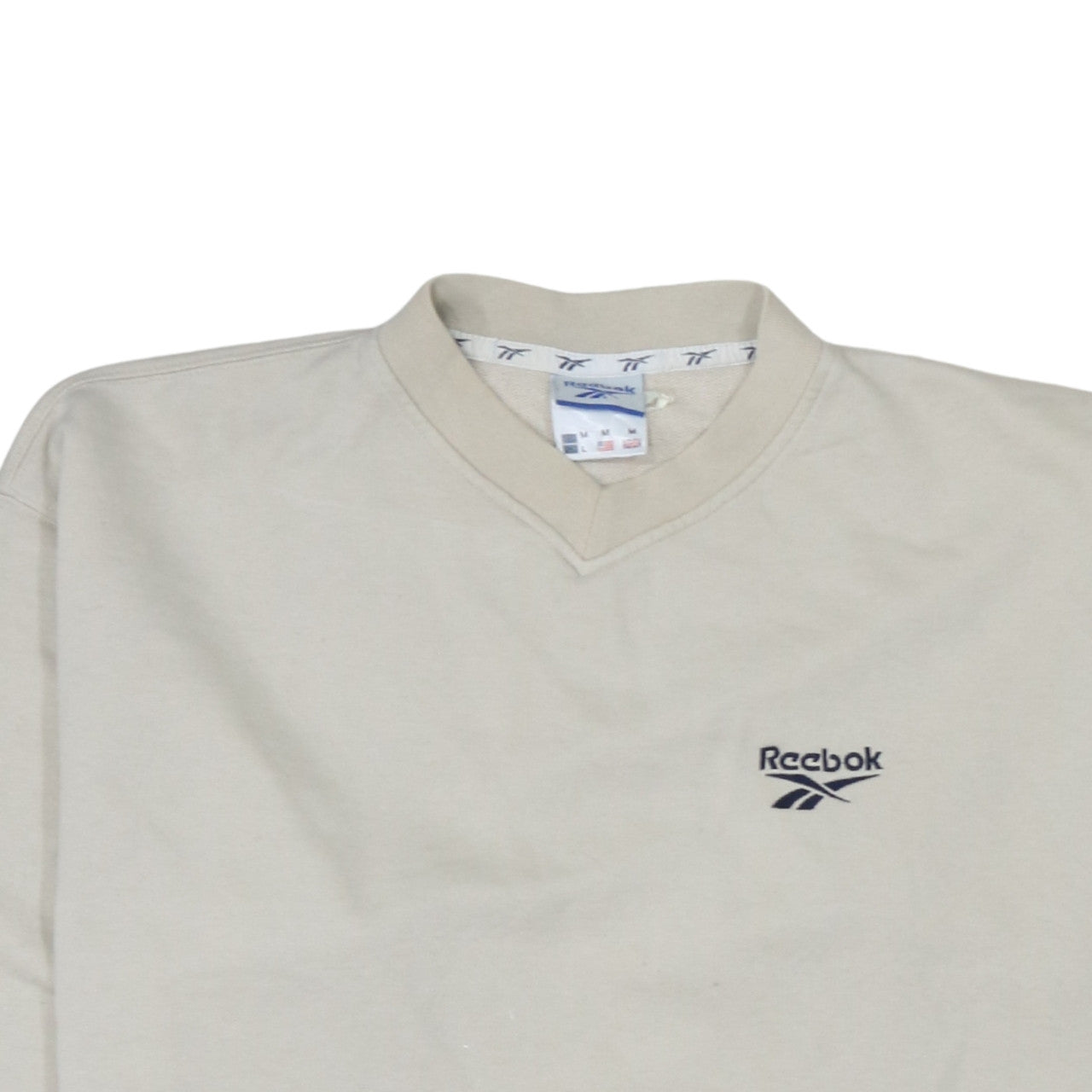 Reebok Mens Beige Logo Pullover Sweatshirt Size M Vintage