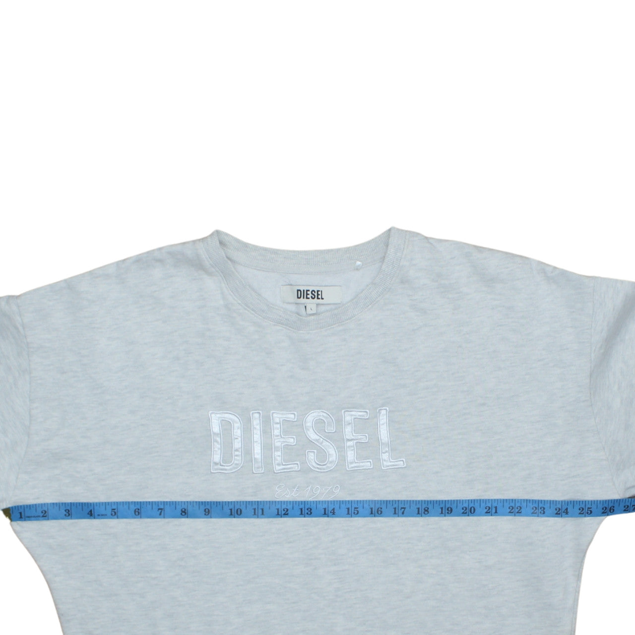 Diesel Womens Grey Pullover Sweatshirt L Logo Crew Neck Casual