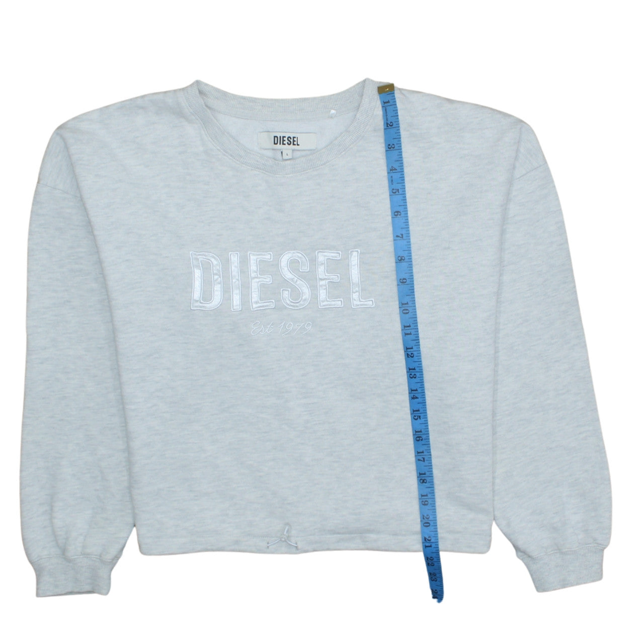 Diesel Womens Grey Pullover Sweatshirt L Logo Crew Neck Casual