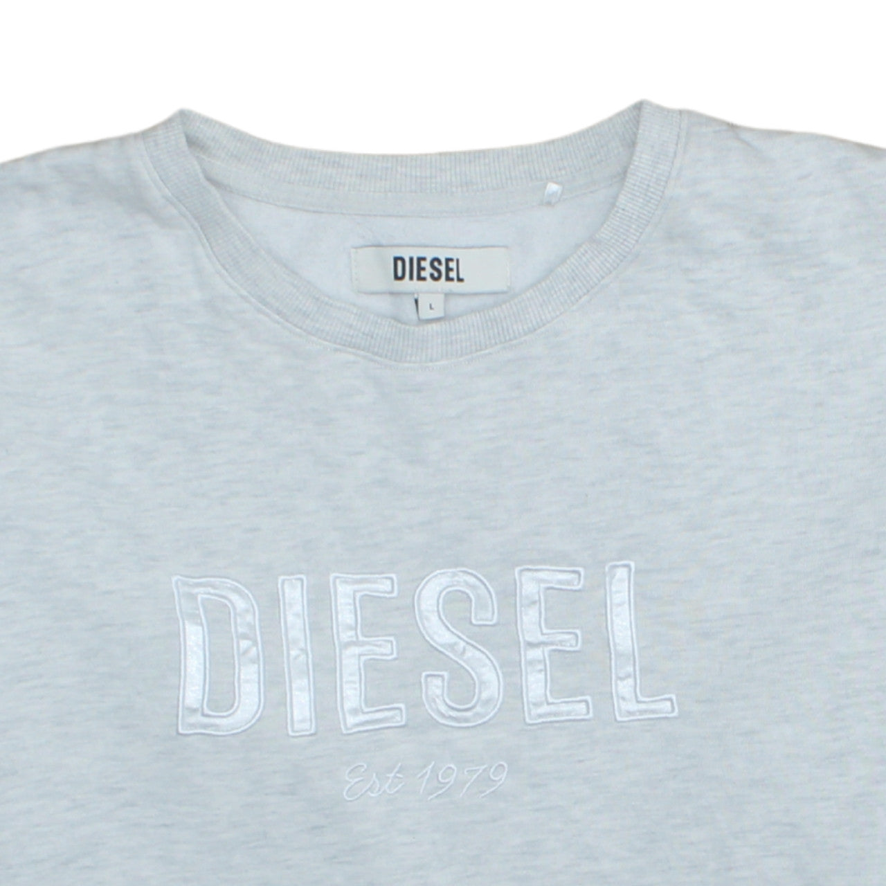 Diesel Womens Grey Pullover Sweatshirt L Logo Crew Neck Casual