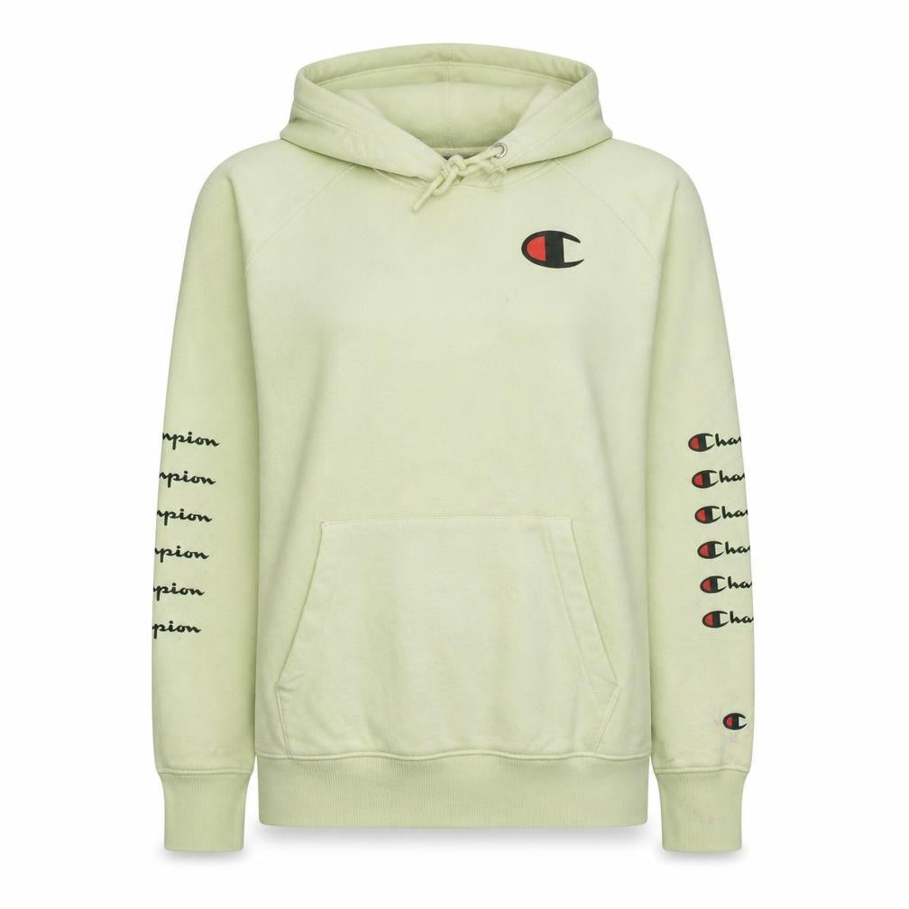 Champion Women's Yellow Pullover Hoodie Small Cotton Logo Jumper