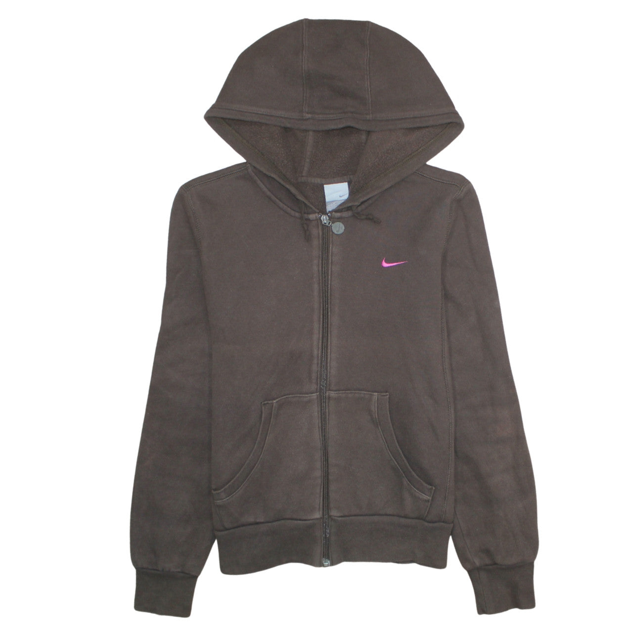 Nike Women Brown Full Zip Hoodie M Fleece Lined Casual Sweatshirt