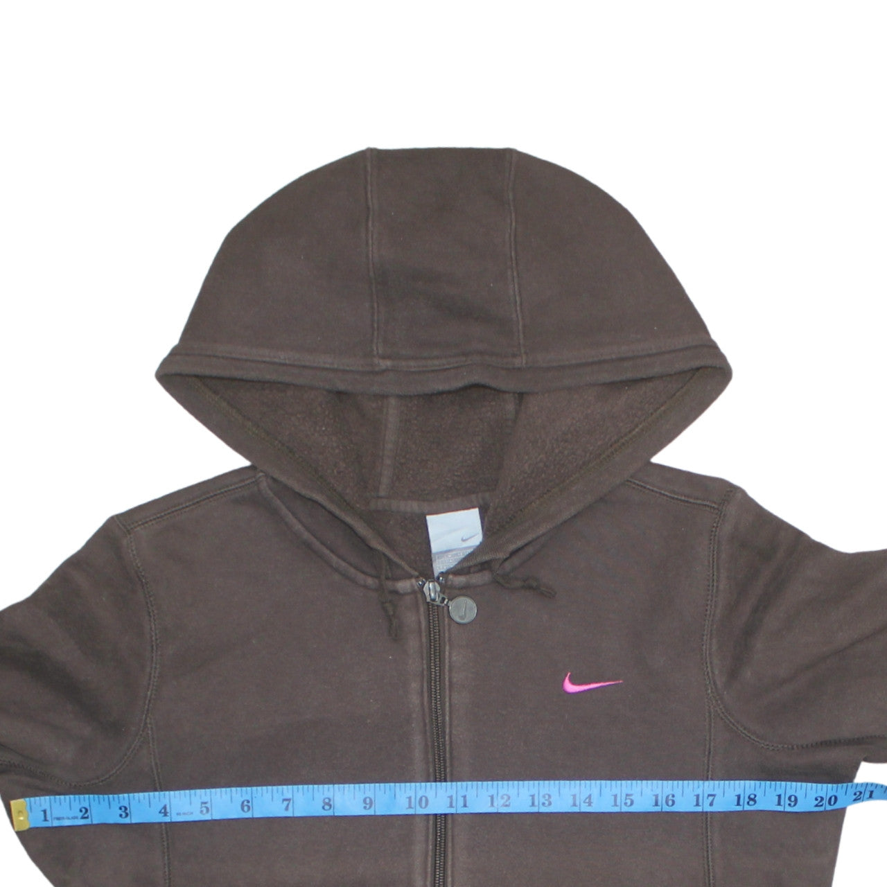 Nike Women Brown Full Zip Hoodie M Fleece Lined Casual Sweatshirt