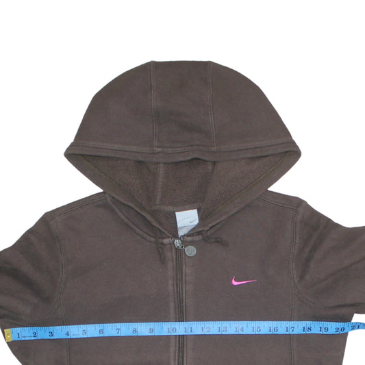 Nike Women Brown Full Zip Hoodie M Fleece Lined Casual Sweatshirt