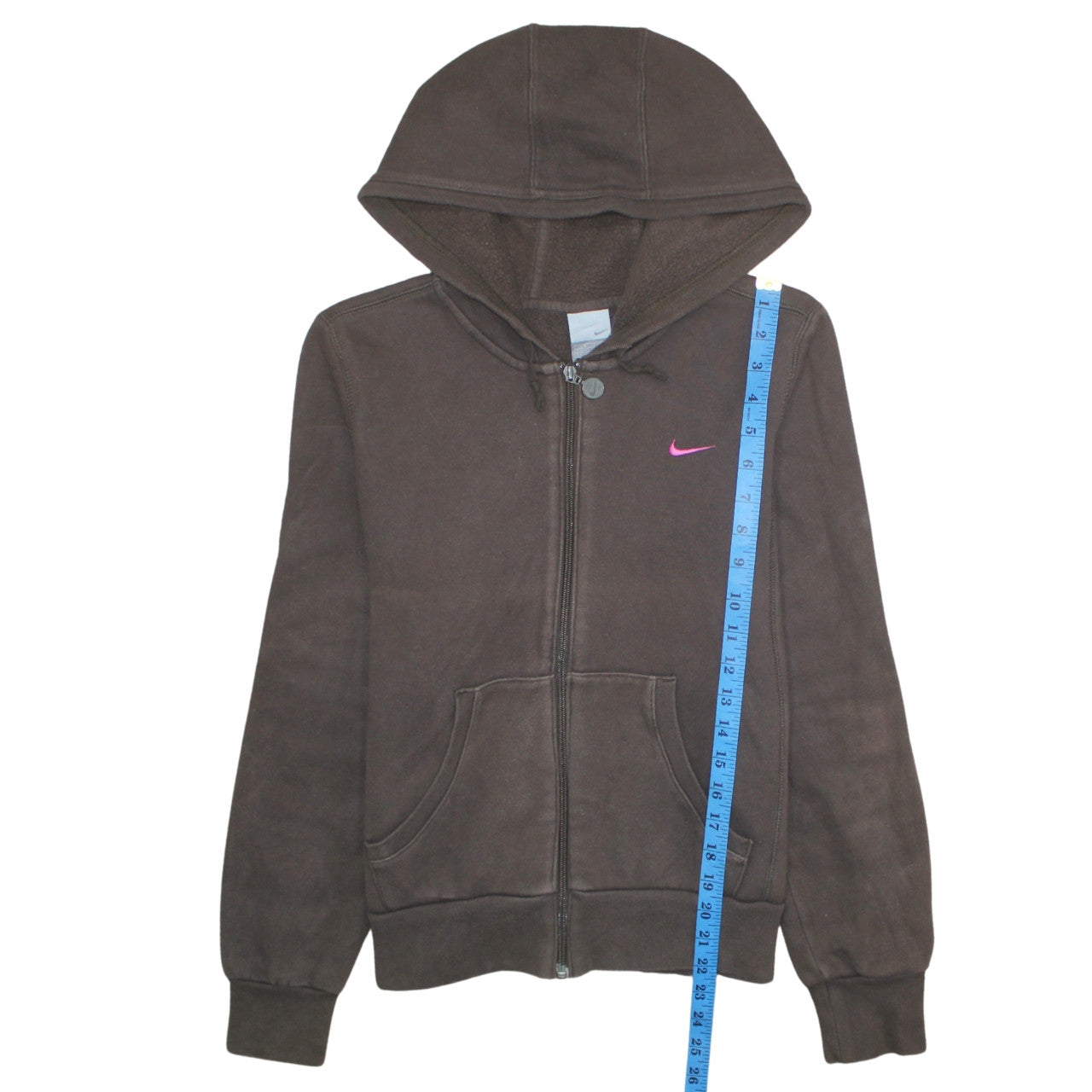 Nike Women Brown Full Zip Hoodie M Fleece Lined Casual Sweatshirt