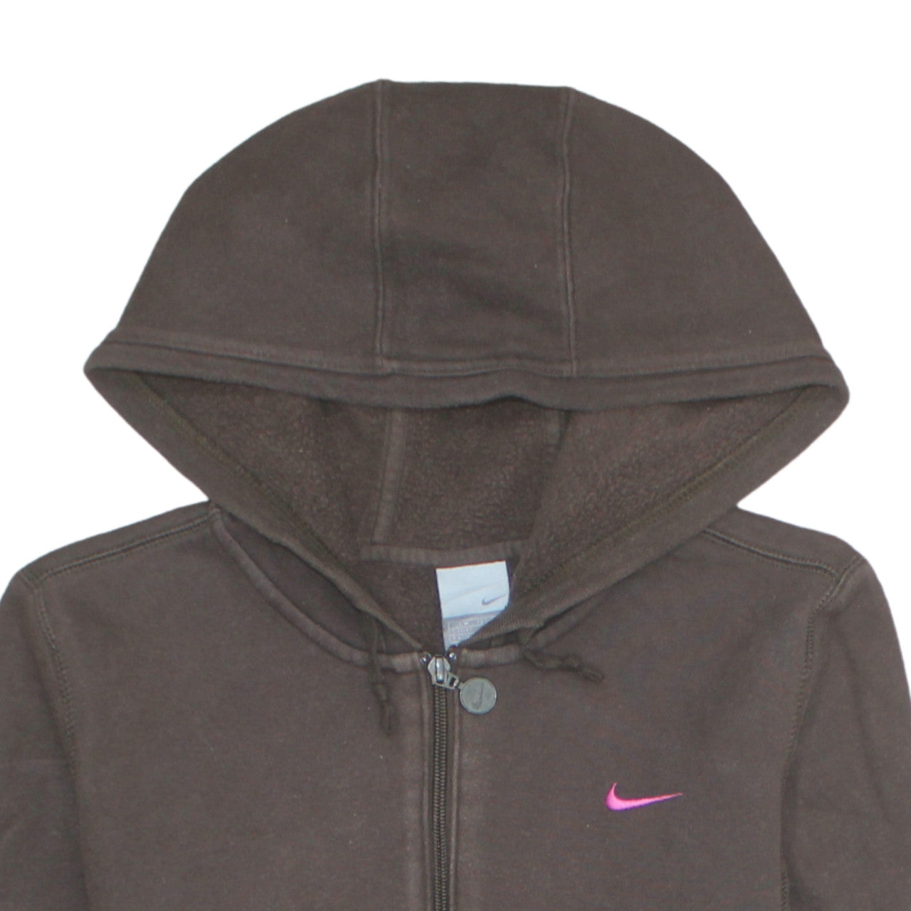 Nike Women Brown Full Zip Hoodie M Fleece Lined Casual Sweatshirt