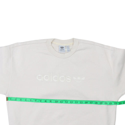 Adidas Women White Crew Neck Pullover Sweatshirt Size 12 Classic Logo