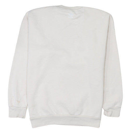 Adidas Women White Crew Neck Pullover Sweatshirt Size 12 Classic Logo