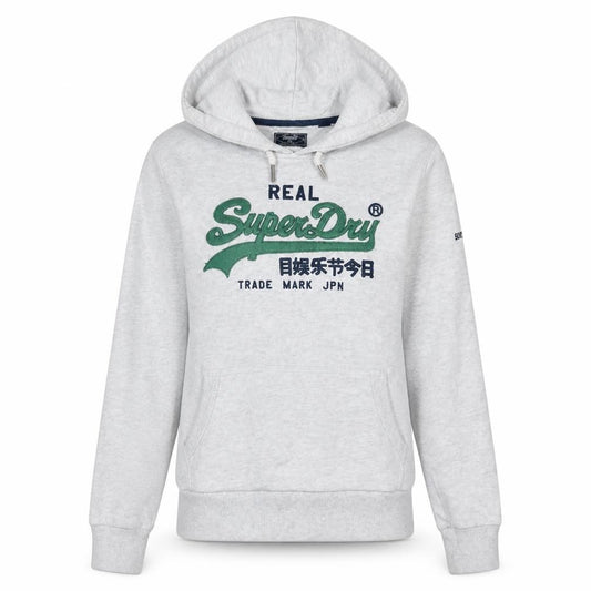 Superdry Womens Grey Pullover Hoodie Size M Cotton Blend Casual