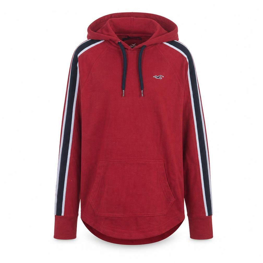 Hollister Womens Red Pullover Hoodie Medium Hooded Stripe Casual