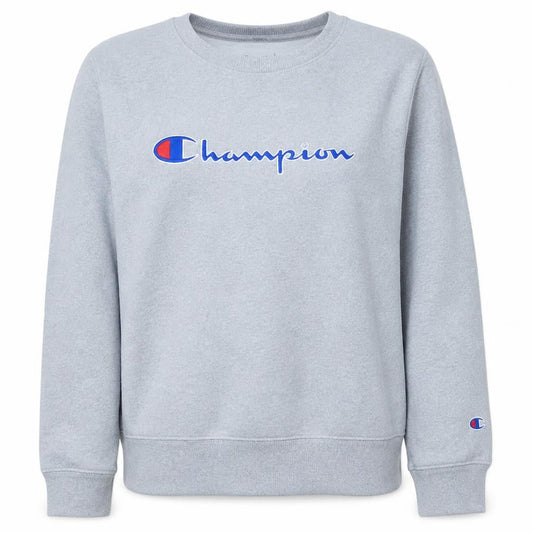 Champion Women Grey Logo Crew Neck Pullover Sweatshirt Size L