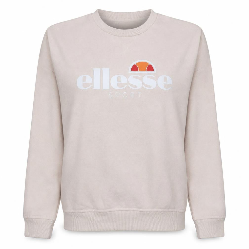 Front view of Ellesse Women Beige Crew Neck Pullover Sweatshirt UK 10